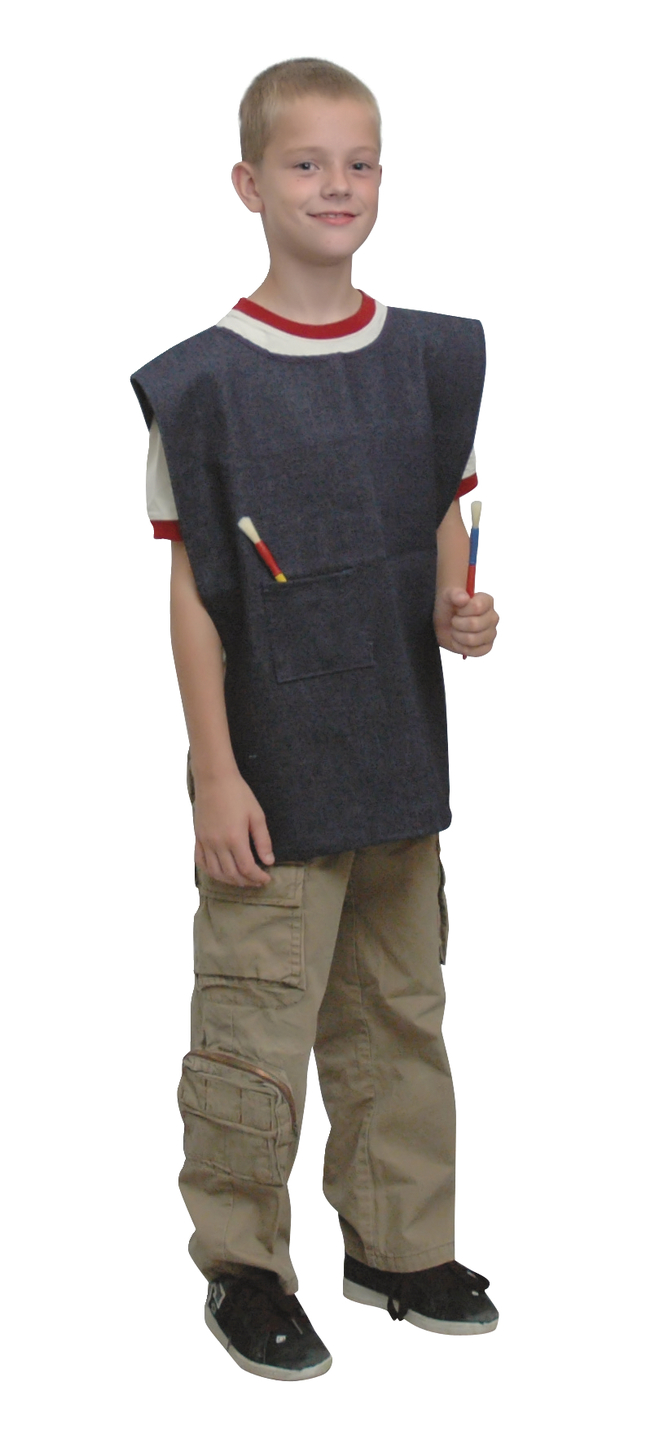 School Smart Heavy Duty Denim Child Apron, 19-1/2 x 17 Inches, Blue