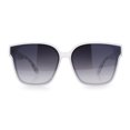 thumbnail image 3 of Womens Inset Lens Large Plastic Rectangle Horn Rim Marble Inlay Sunglasses White Slate - Smoke, 3 of 8