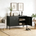 thumbnail image 6 of AUHUP Accent Cabinet with 2 Doors and Shelves, Black Low Metal Locker Console Table TV Stand, Low Sideboard Buffet for Living Room, Entryway, Home Office, 6 of 8