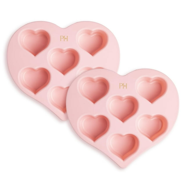 Molde de silicona para tartas Paris Hilton Heart, 6 tazas, antiadherente, rosa