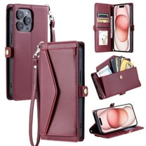 For Apple iPhone 11 Pro Case Wallet, Cards Holder RFID Blocking Crossbody Shoulder Strap Hand Wrist Bumper Shockproof Flip Cover Stand Protective PU Leather Phone Case for iPhone 11 Pro, Winered