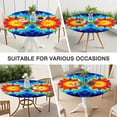 thumbnail image 7 of Colorful Tie Dye Flowe Round Fitted Tablecloth with Elastic Edge,Dining Table Cover Waterproof,Outdoor Round Tablecloth for Camping,Dining,Indoor and Outdoor, 7 of 7