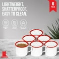 thumbnail image 4 of Red Co. Set of 6 Enamelware Metal Medium Classic 12 Oz Round Coffee and Tea Mug with Handle, Solid White/Red Rim, 4 of 9