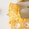 thumbnail image 4 of MEZZALL Girls Sleeveless Plaid Floral Romper Bodysuits Dress Sundress Headbands Set, Yellow, 3-6 Months, 4 of 6