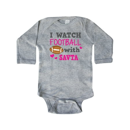 

Inktastic I Watch Football with My Savta Gift Baby Girl Long Sleeve Bodysuit