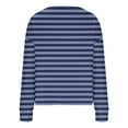 thumbnail image 4 of Lovskoo Women's Striped Cardigan Sweater Print Casual Fashion Long Sleeve Button Up Cardigan Jacket Coat Dark Blue, 4 of 6