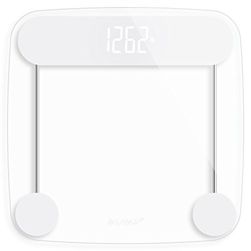Digital Weight Bathroom Scale from GreaterGoods, Shine-Though Display, Accurate Glass Scale, Non-Slip & Scratch Resistant, Body Weight (Clear)