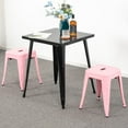 thumbnail image 4 of 18 Inch Industrial Metal Bar Stools Set of 2, Stackable Indoor/Outdoor Stackable Kitchen Dining Chair, Backless Kitchen Short Stools (Pink), 4 of 11