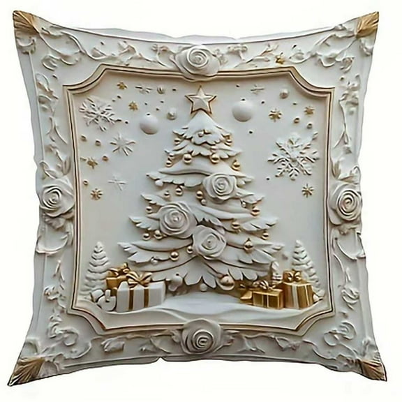 Uutvery Vintage Christmas Pillow Covers, 4-Pack Set with Reindeer and Snowman Patterns, Holiday Home Decor for Couch Sofa Bed, Soft Throw Covers for Living Room