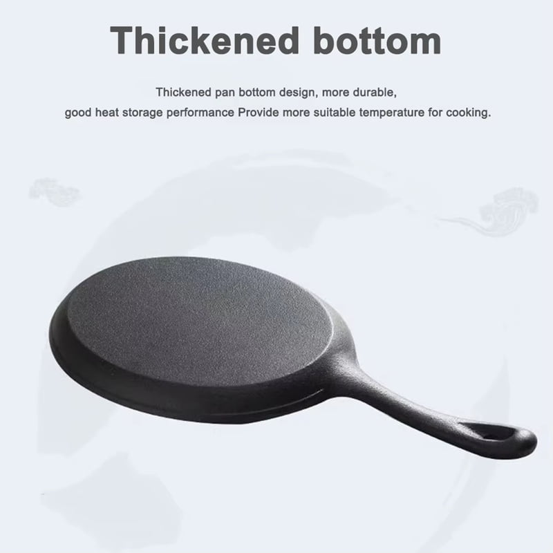 Cast Iron Grill Pan Non-Stick Frying Pan with Handle Grill Plate No Chemical Coating Gas and Induction Friendly