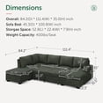 thumbnail image 2 of Marrber 111” Green Reversible U Shaped Spacious Sectional Sleeper Sofa with Pull Out Bed and Storage, Corduroy Tufted, 2 of 9