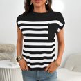 thumbnail image 4 of Tops de Color Sólido para Mujeres, Camiseta de Manga Corta de Cuello Redondo Casual para la Primavera, el Verano, la Fiesta Y el Uso Diario, 4 of 7
