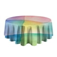 thumbnail image 5 of Colorful Watercolor Stripe Pattern Round Tablecloth 60"x60",Wrinkle Wipeable Table Cloth for Kitchen Dining Room Picnic Patio Party, 5 of 6