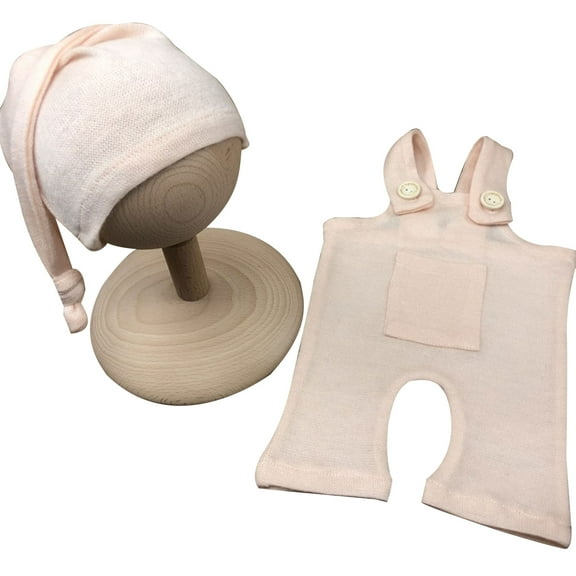 Newborn Baby Photography Prop Clothing Set Overalls with Long Tail Hat Bear Doll