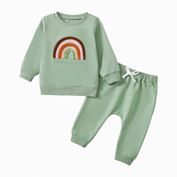HCNTES Toddler Clothes for Baby Girls Cute Strawberry Long Sleeve Sweatshirt Pants Girls Warm Fall Winter Outfits Set(Green,18-24 Months)