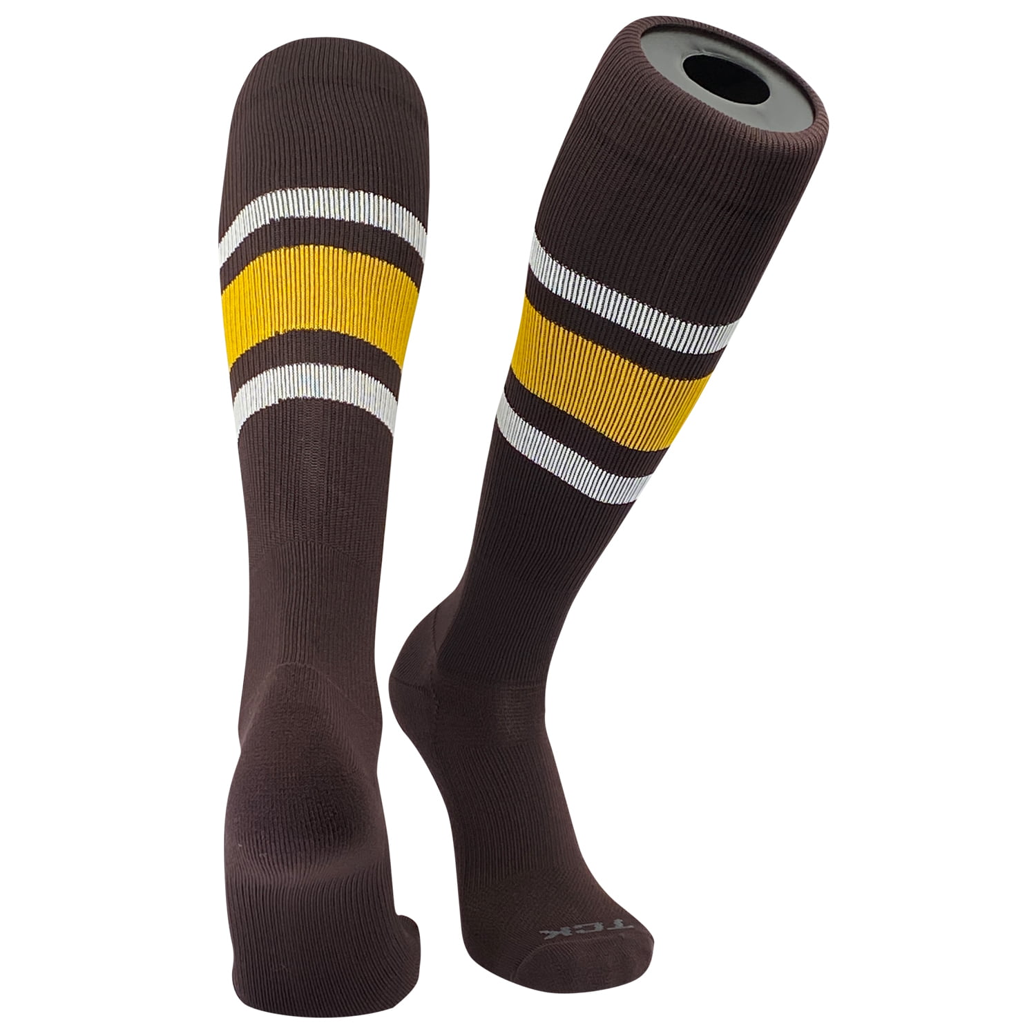 Black E Gold TCK Elite Baseball Football Knee High Striped Socks White 