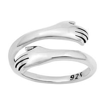 Sterling Silver Hand Hug Adjustable Band Toe Midi Love Ring .925 New Jewelry Female Unisex