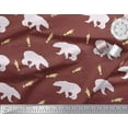 thumbnail image 3 of Soimoi Brown Poly Georgette Fabric Falling Star & Polar Bear Animal Printed Fabric 1 Yard 42 Inch Wide, 3 of 3