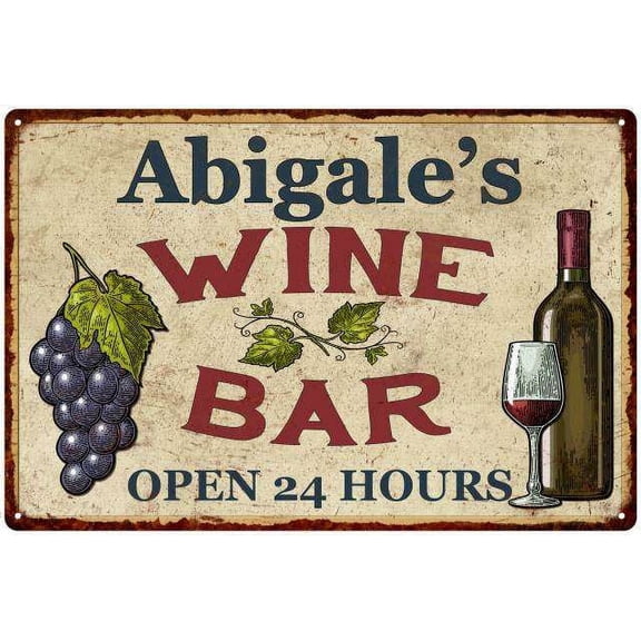 Abigale's Rustic Wine Bar Sign Wall Décor Kitchen Gift 8 x 12 Matte Finish Metal 108120056854