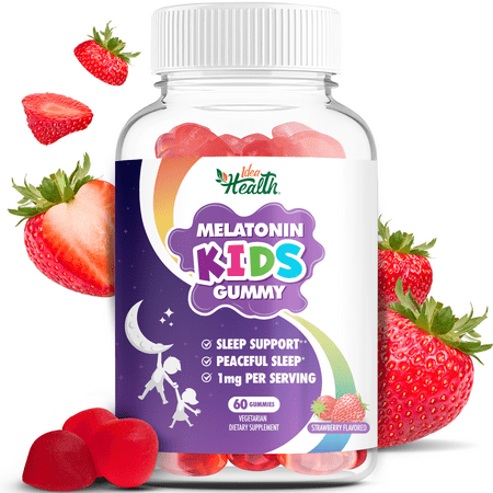 Melatonin Kids Gummy 1 mg - Healthy Restful Deep Sleep Support - Natural Strawberry Flavor Supplement - Sleep Aid for Kid Non-Habit Forming | 60 Gummies