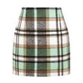 thumbnail image 2 of WULMLEO Plaid Skirts for Women High Waisted Pencil Mini Skirt Vintage Christmas Buffalo Plaid Skirt Bodycon Wool Winter Skirts Light Green S, 2 of 4