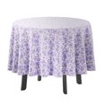 thumbnail image 1 of Vargottam Indoor/OutdoorRoundTablecloth 58 InchRoundTablecloth Waterproof PatioTableCloths- Spring/SummerTableCovers for Backyard CircularTable/BBQs/Picnic -Lavender & White, 1 of 8