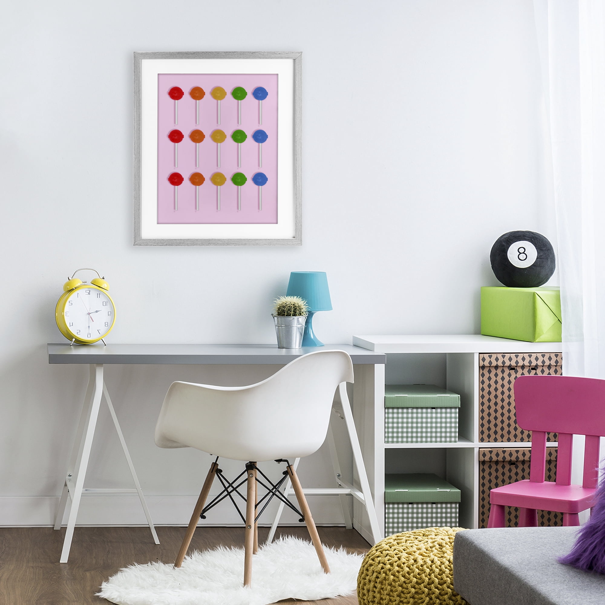 Stupell Industries Candy Pops on Light Pink Gray Framed Print Under Glass, design by LISH Creative