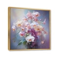 thumbnail image 2 of Designart "Peach Orchids love expression V" Floral Floater Framed Canvas Art Print, 2 of 7