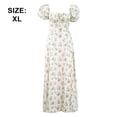 thumbnail image 2 of Vestido floral con cuello cuadrado para mujer Vestidos con mangas abullonadas y abertura en la cintura, 2 of 8
