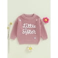 thumbnail image 2 of Nygoyerh Baby Girls Knitwear Letter Floral Embroidery Pullover Long Sleeves Crew Neck Sweatshirt Infant Clothing for Fall 3M 6M 9M 12M 18M, 2 of 7