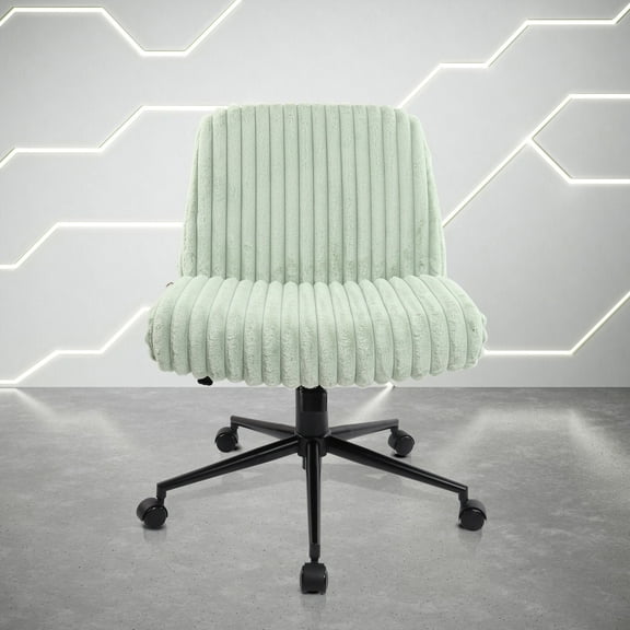 Techni Sport Plush Green Criss Cross Chair, Armless Extra Wide Office Desk Chair to Sit Cross Legged
