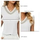 thumbnail image 5 of Blusa de gasa con cuello en V de encaje para mujer, camisa de verano de manga corta con volantes, Tops para el trabajo, citas, compras, fines de semana en casa, blanco S, 5 of 6