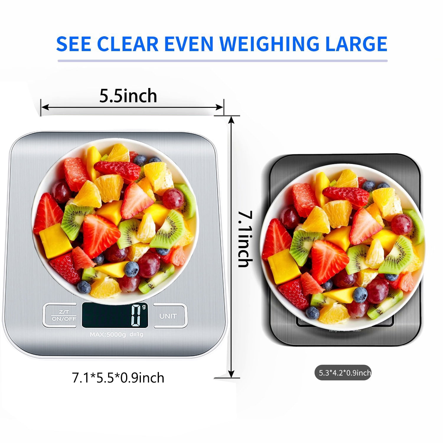 Kitchen Scale, 5 Unit Conversions (g,kg,lb:oz,fl.oz,ml) Food Scale Digital  Weight Grams And Oz, Kitchen Scale For Cooking Baking, Precise Graduation,  Sleek Tempered Glass Platform Accurate Digital Led Display (battery Not  Included) 