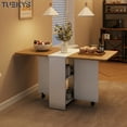 thumbnail image 5 of Tuekys Folding Dining Table Drop Leaf Kitchen Table with 2 Storage Racks-Perfect for Small Spaces Multifunction Space Saving Table Extension Dinner Table Kitchen Office Desk White, 5 of 9