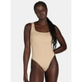 thumbnail image 4 of No Boundaries Women's Seamless Smoothing Rib Square Neck Bodysuit, Sizes XS-XXXL, 4 of 6