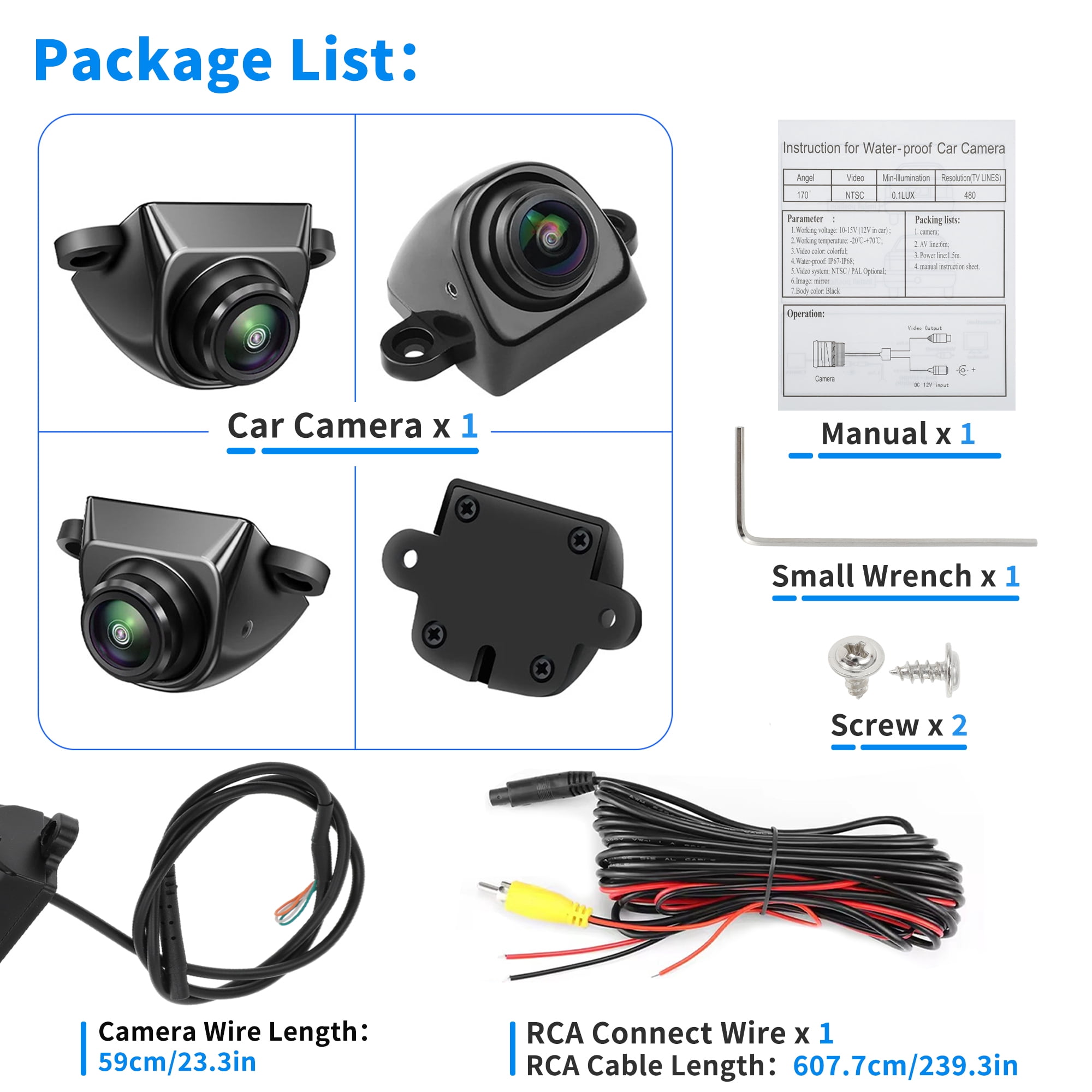 Unique Bargains AHD1080P Car Park Assist Backup Reverse Camera with Fisheye Lens