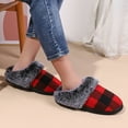 thumbnail image 2 of Tao Tao Womens Cozy Fuzzy Plaid House Slippers Memory Foam Slip on Indoor Outdoor Red 40, 2 of 9