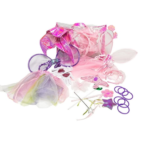 Girls Dress up trunk: 2 Fairy, mermaid, princess costume set with carry and storage bag