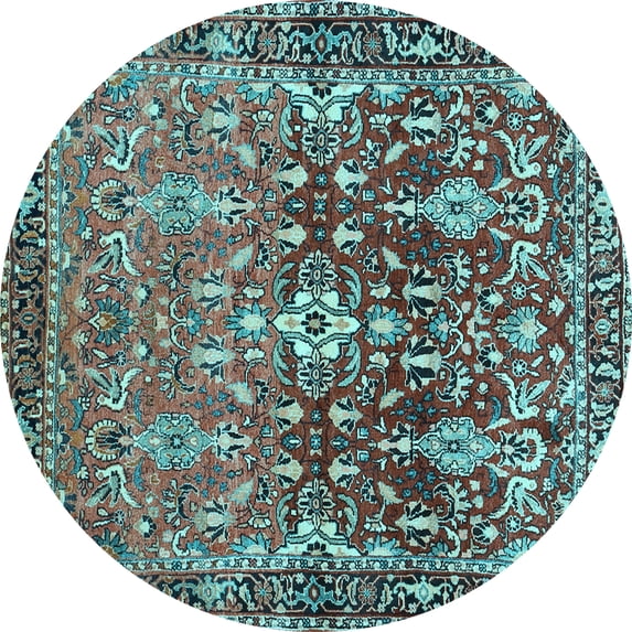 Ahgly Company Indoor Round Persian Light Blue Traditional Area Rugs, 6' Round