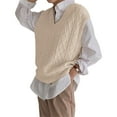 thumbnail image 4 of Sherrylily Women V Neck Sweater Vest Oversized Loose Knit Cable Sleeveless Sweater, 4 of 6