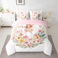 thumbnail image 2 of jejeloiu Cute Elf Princess 7pcs Bedding Comforter Set,Pink Girl Queen Bedding Sets,Chic Wreath Queen Sheet Sets For Kids,Luxury Bedroom Decor Reversible, 2 of 8
