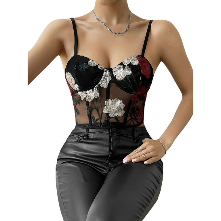 Women's Embroidered Sling Bodysuits Women's Embroidered Sling Bodysuits