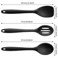 thumbnail image 2 of 3-piece silicone mixing spoon set, silicone scraper set, silicone cooking spoon set, mixing spoon colander, 500°F heat-resistant and non-stick, silicone scraper kitchen gadgets (black), 2 of 5