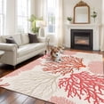 thumbnail image 3 of Red Coastal Washable Rug 6x9 Area Rug for Living Room Bedroom Non Slip Indoor Floor Rectangle Carpet Soft Low Pile Large Vintage Coral Ocean Modern Sea Abstract Entryway Rugs for Dining Room Office, 3 of 9