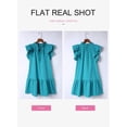 thumbnail image 3 of Wehilion Womens 2023 Summer V-Neck Drawstring Ruffle Cap Short Sleeve Side Pockets Mini Dress Sundress, 3 of 8