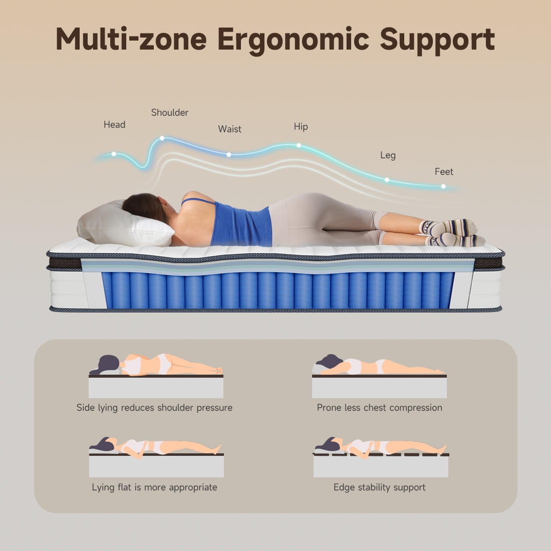 Full Size Mattress in a Box, Z-HOM 10" Hybrid Mattress Medium Firm Cool Comfort Pocket Spring,CertiPUR-US