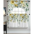 thumbnail image 3 of Flowers Eucalyptus Kitchen Curtains Swag Valance and Tier Curtains Set 36 Inch Length, Rustic Botanical Daisy Leaves Floral Rod Pocket Drape Panels Pair Swag Curtains for Bathroom/Cafe/Window, 3 of 6