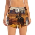 thumbnail image 2 of Balery Western Desert Cowboy Cloud Pantalones cortos deportivos para mujer con forro y dos bolsillos, elásticos, para entrenamiento, gimnasio, yoga-X-Large, 2 of 7