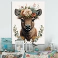 thumbnail image 2 of Designart Cute Baby Bison With Floral Crown Canvas Wall Art, 2 of 5