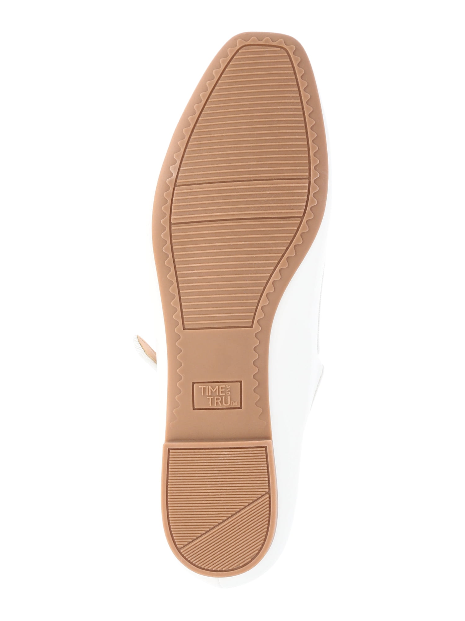 Time and Tru Women's Faux Leather Mary Jane Flats, Wide Width Available